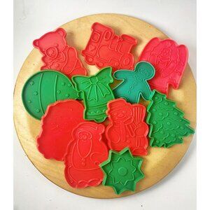 Christmas-Themed Plastic Cookie Cutters Set Of 11 - Santa Snowman Gingerbread Ma